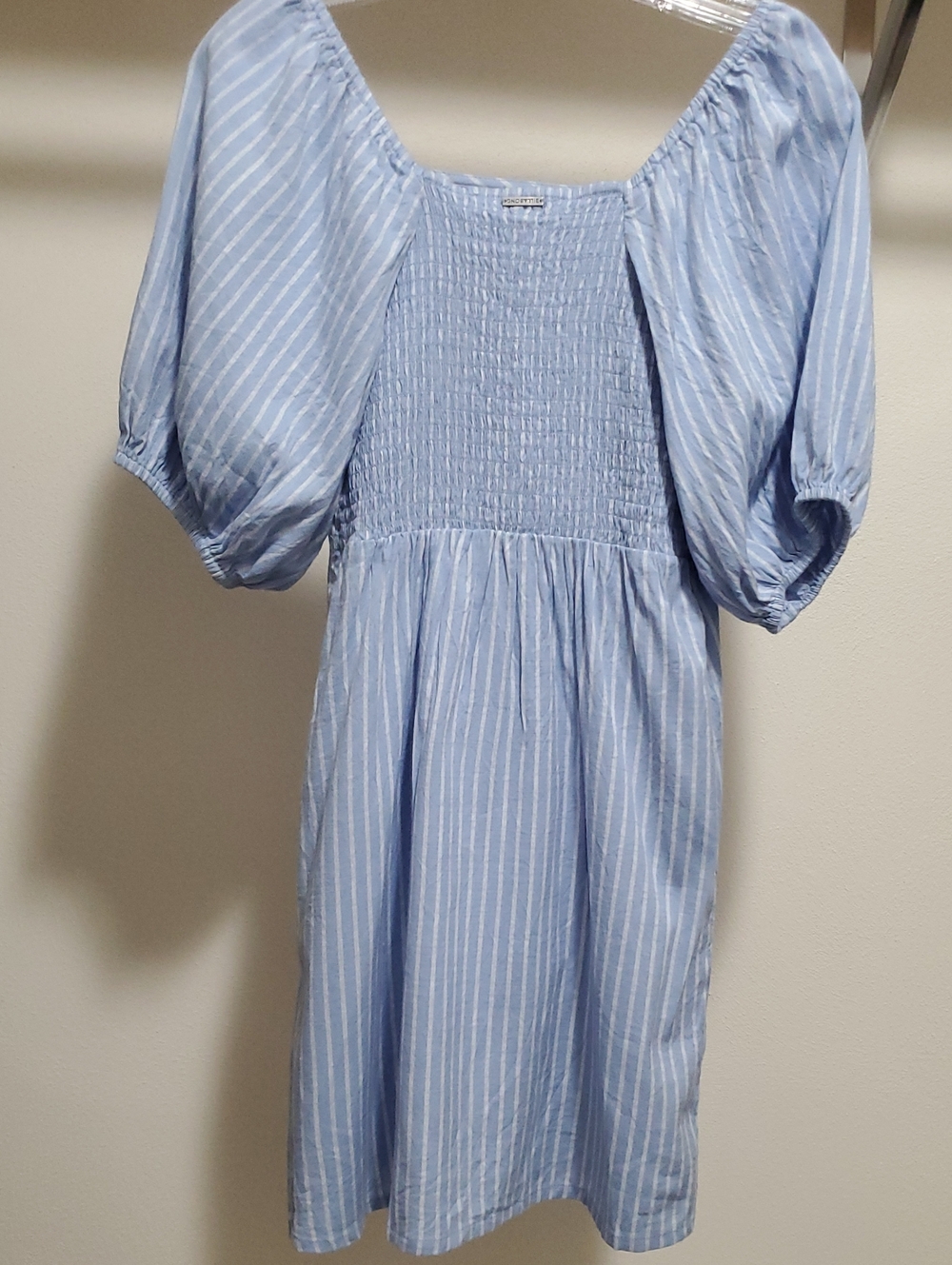Billabong Days in Paradise Stripe Puff Sleeve Smock Mini Dress Women's Medium - Picture 3 of 7